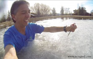 Crossing an icy pond