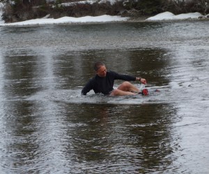 Drying off with snow
